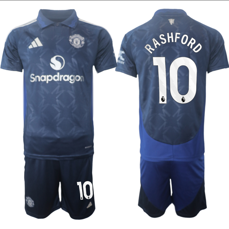 Men 2024-2025 Club Manchester United away blue #10 Soccer Jersey->->Soccer Club Jersey